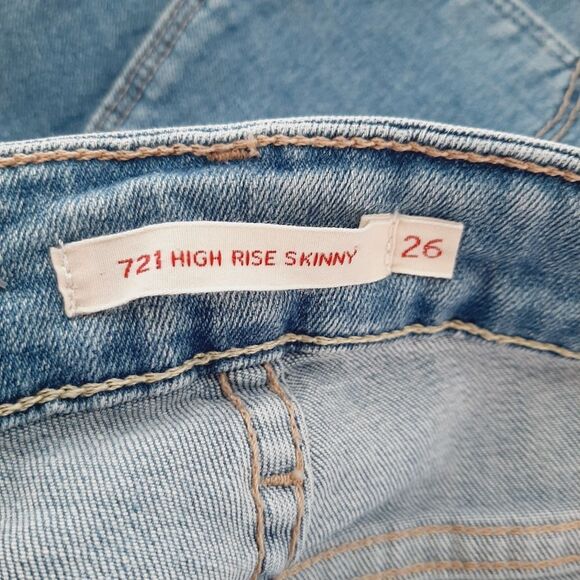 LEVI'S 721 | High Rise Skinny Light Blue Wash Jeans Sz 26 - Picture 10 of 13